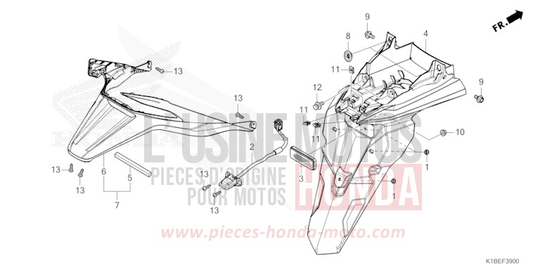 REAR FENDER/LICENSE LIGHT for Forza 350 MAT ROBUST GRAY METALLIC (NHC74) from 2023
